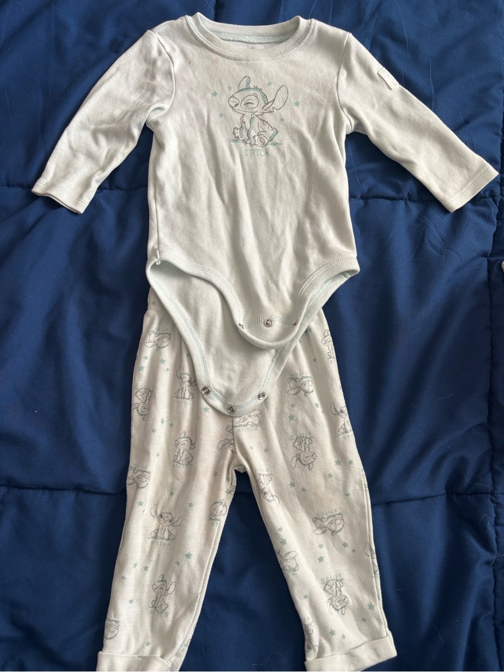 Disney Cream and Mint Long-Sleeve Baby Bodysuit & Pants Set